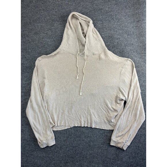 LBLC The Label Hoodie Women's Large Beige Ribbed Pullover Sweater - Picture 1 of 7
